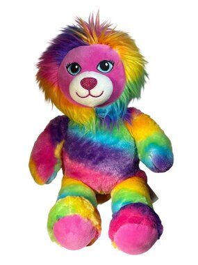 Build A Bear Rainbow Lion Plush Stuffed Animal Toy Bright Multicolor Fur 2016